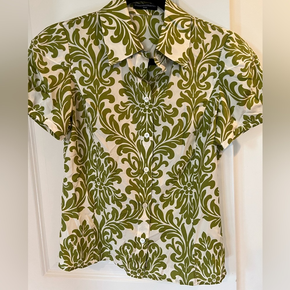 Green Button Down Blouse - image 1